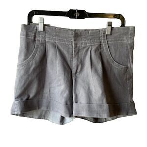 Kavu Chino Shorts Size 6 Gray Pleated Cuffed Hem Mid Rise Logo Summer Women’s